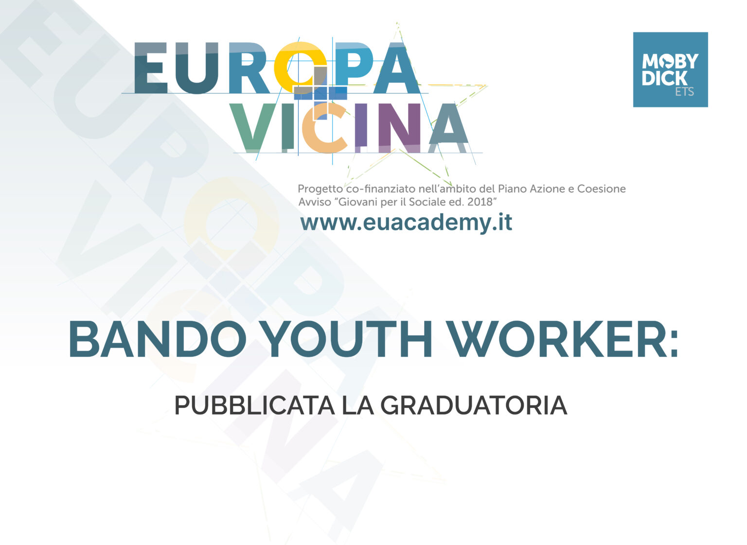 Bando Youth Worker: pubblicata la graduatoria!